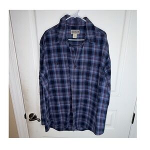 Duluth Trading Co Plaid Flannel Button-Up Shirt XL Blue Red Gray Long Sleeve Men